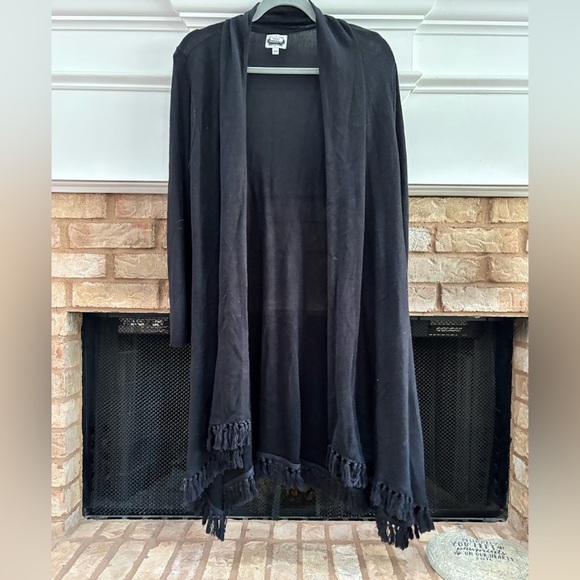 Mud Pie Sweaters - Mud Pie Black Fringe Cardigan S/M